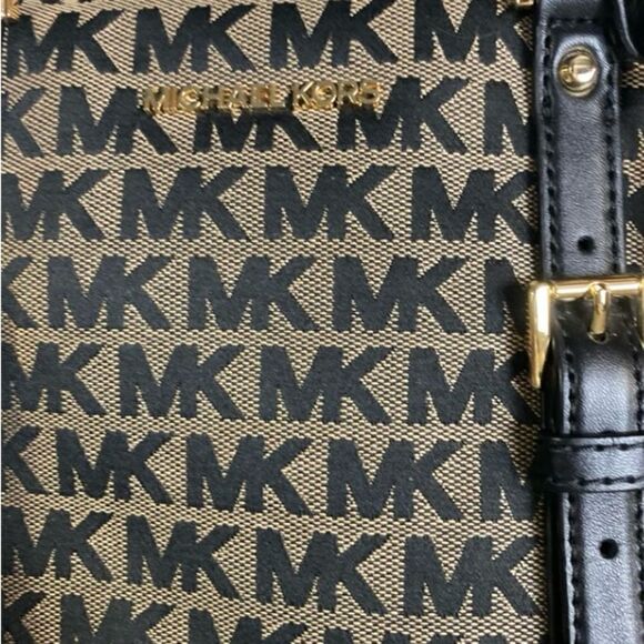 #142 MICHAEL KORS Signature Logo Canvas Bag Double Handle Bag - Picture 5 of 5